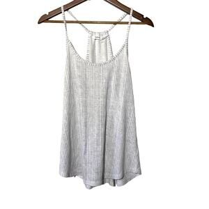 Athleta Tank Semi-Sheer White and Blue Pinstripe Medium